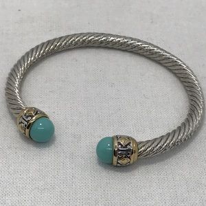 New 2 tone cable bracelet with turquoise tips